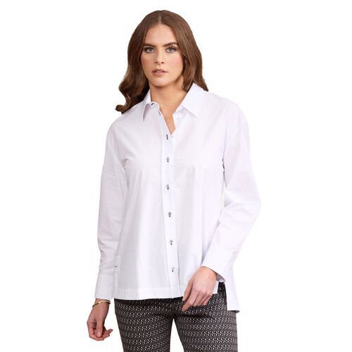 Vassalli Shirt With Contrast Coloured Stitching And Side Splits